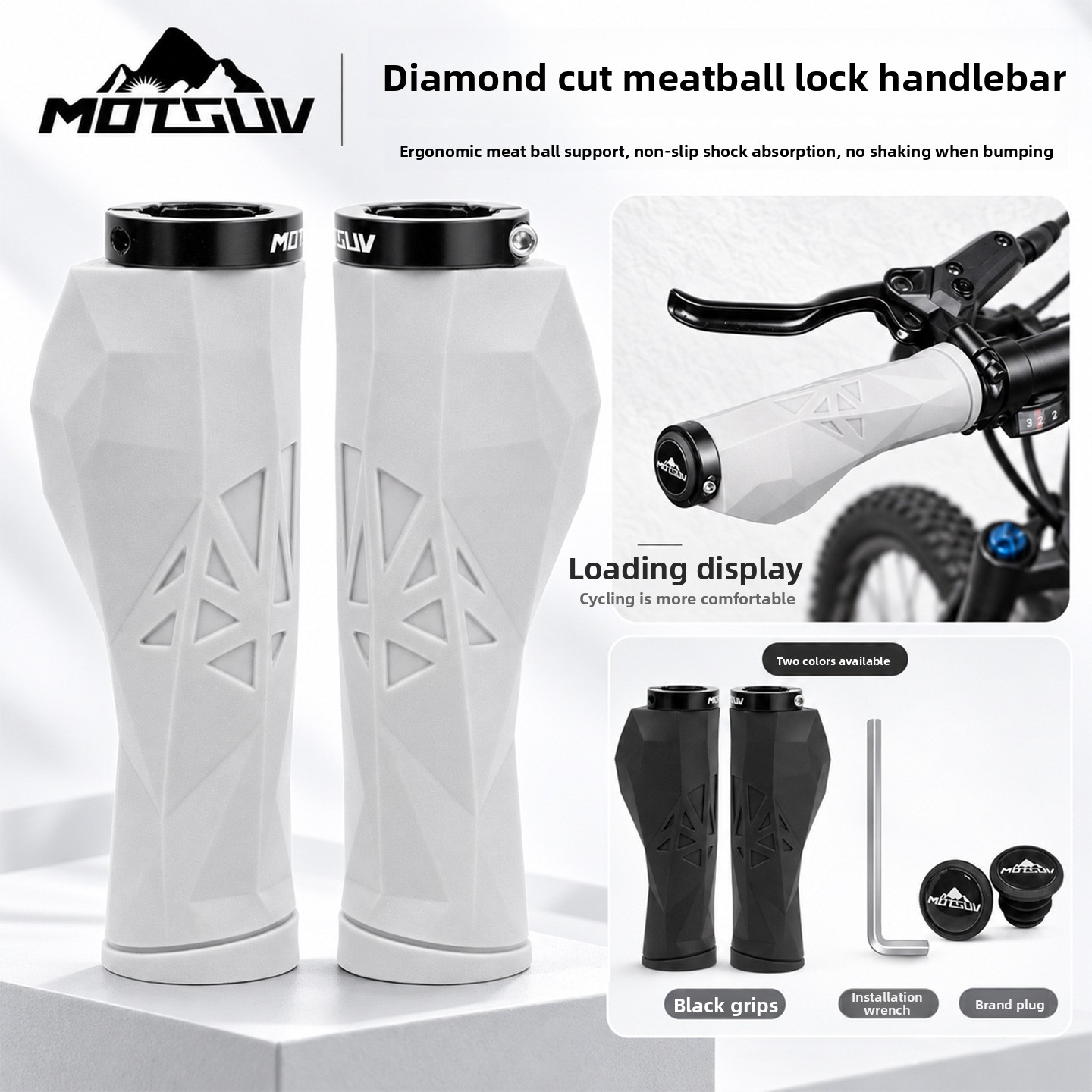 Commuter Bike Lock - ปลอกแฮนด์จักรยานเสือภูเขา วัสดุ TPE, ปลอกแฮนด์ลายเพชร, ปลอกแฮนด์จักรยานแบบใช้ได้กับทุกรุ่น, ที่จับแฮนด์จักรยาน